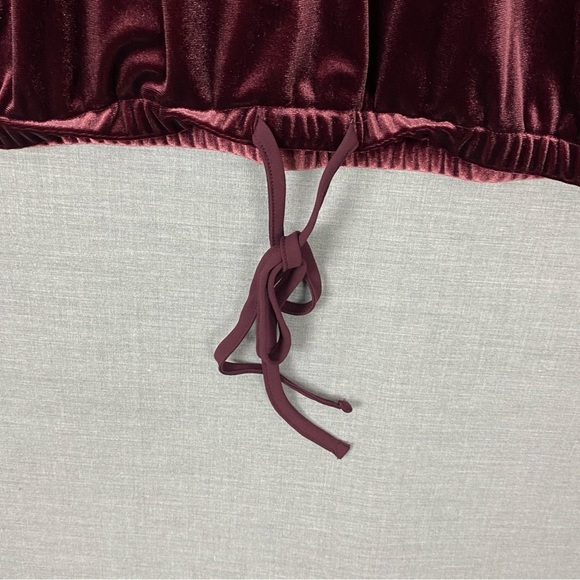 NEW Loft Velour Top Plum Short Sleeve Drawstring Waist Sz XL - Picture 3 of 9